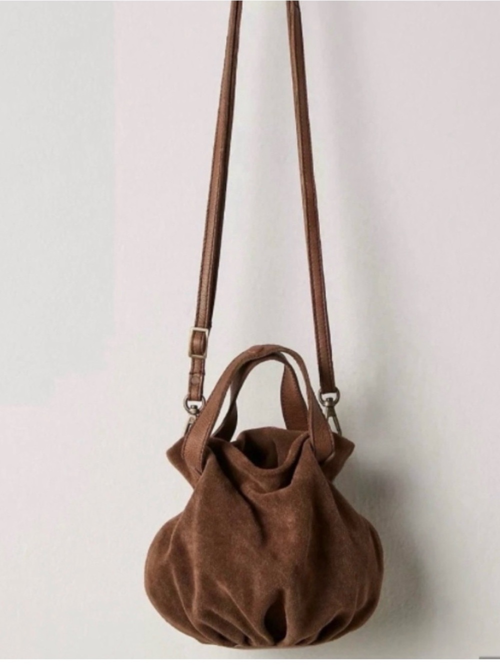 Free People Chocolate Brown Suede Mini Crossbody hand Bag NWT